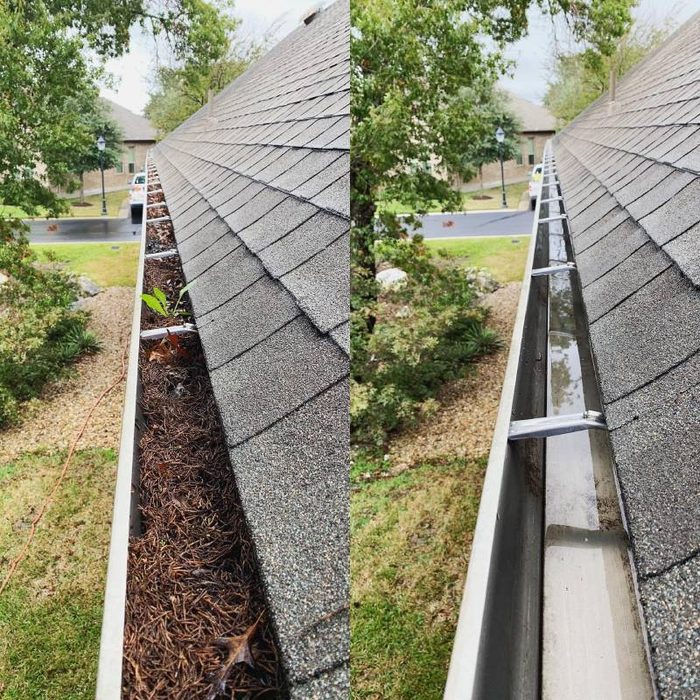 Close-up of a clean gutter channel after Perfect Pane gutter cleaning in Vallejo