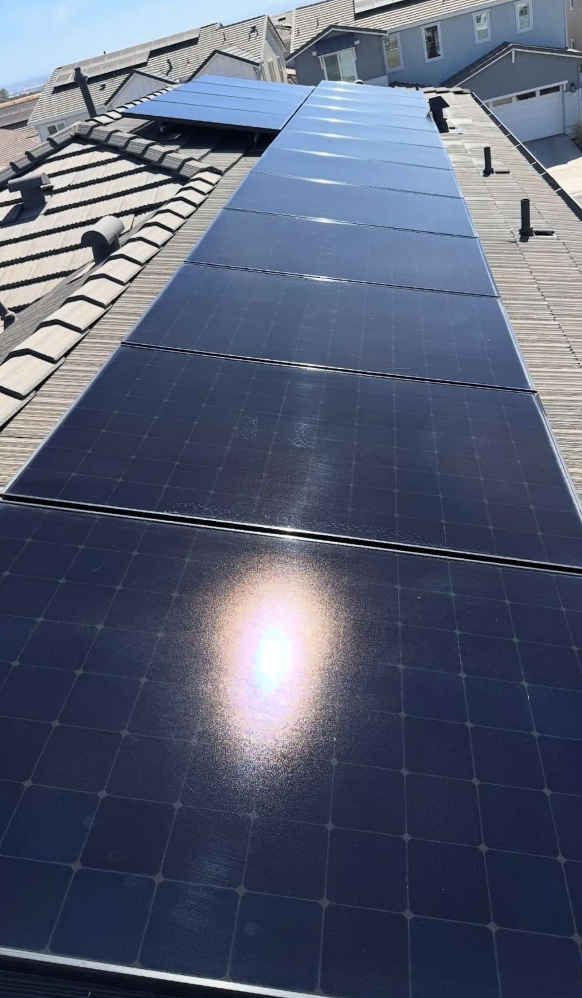 Spot-free, streak-free solar panels after a Perfect Pane solar panel cleaning in Crockett